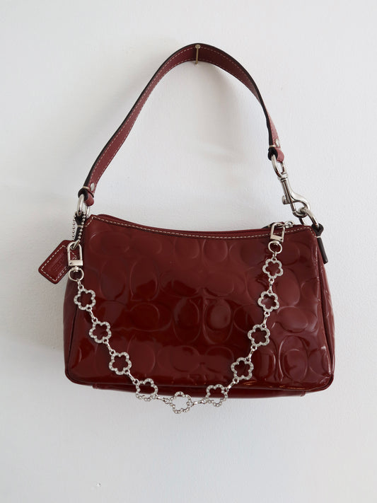 Burgundy Coach Patent Mini Bag