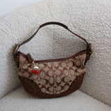 Rare Coach Signature Brown Studded Mini Hobo Bag