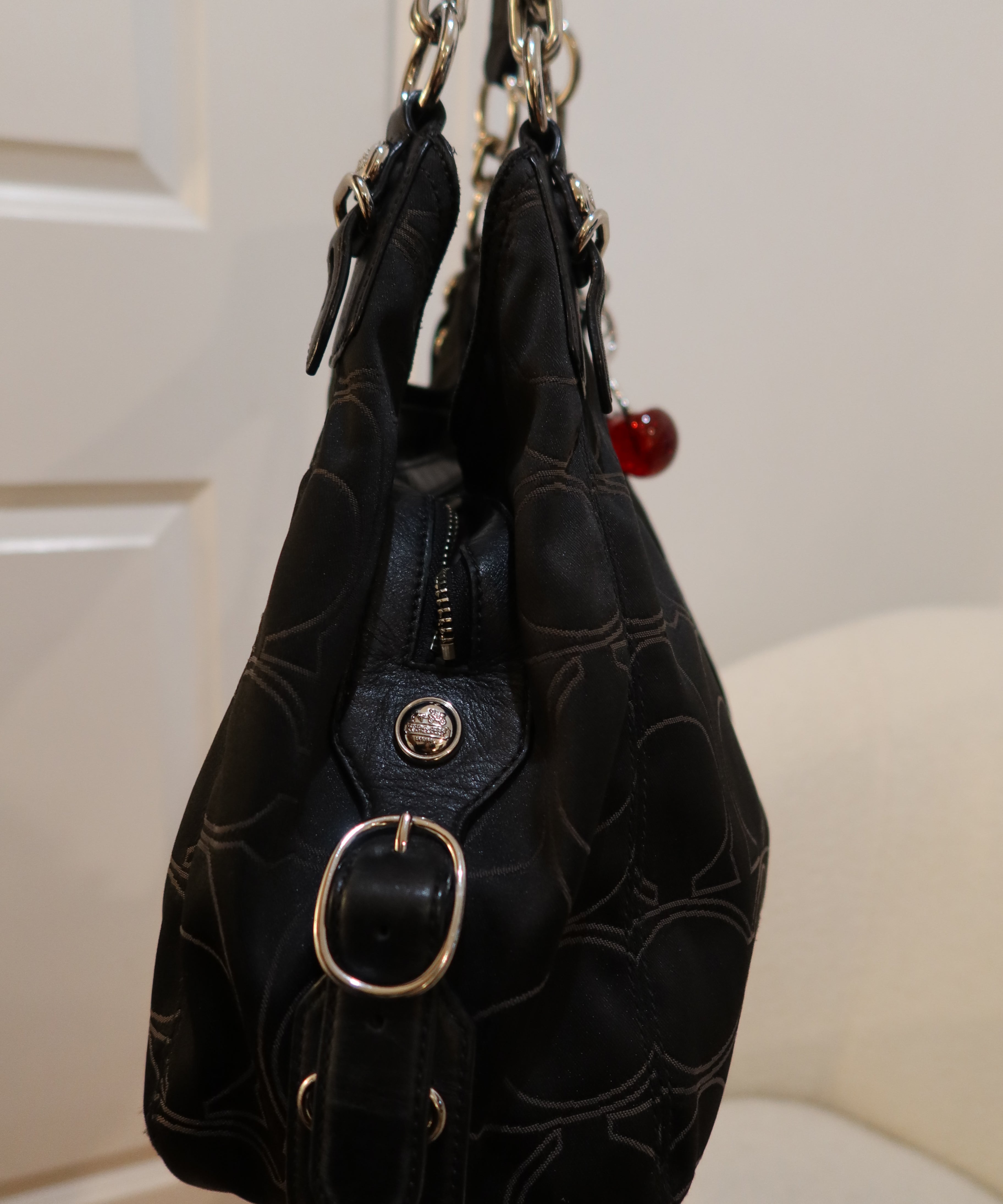 Coach Black Canvas Maggie Bag