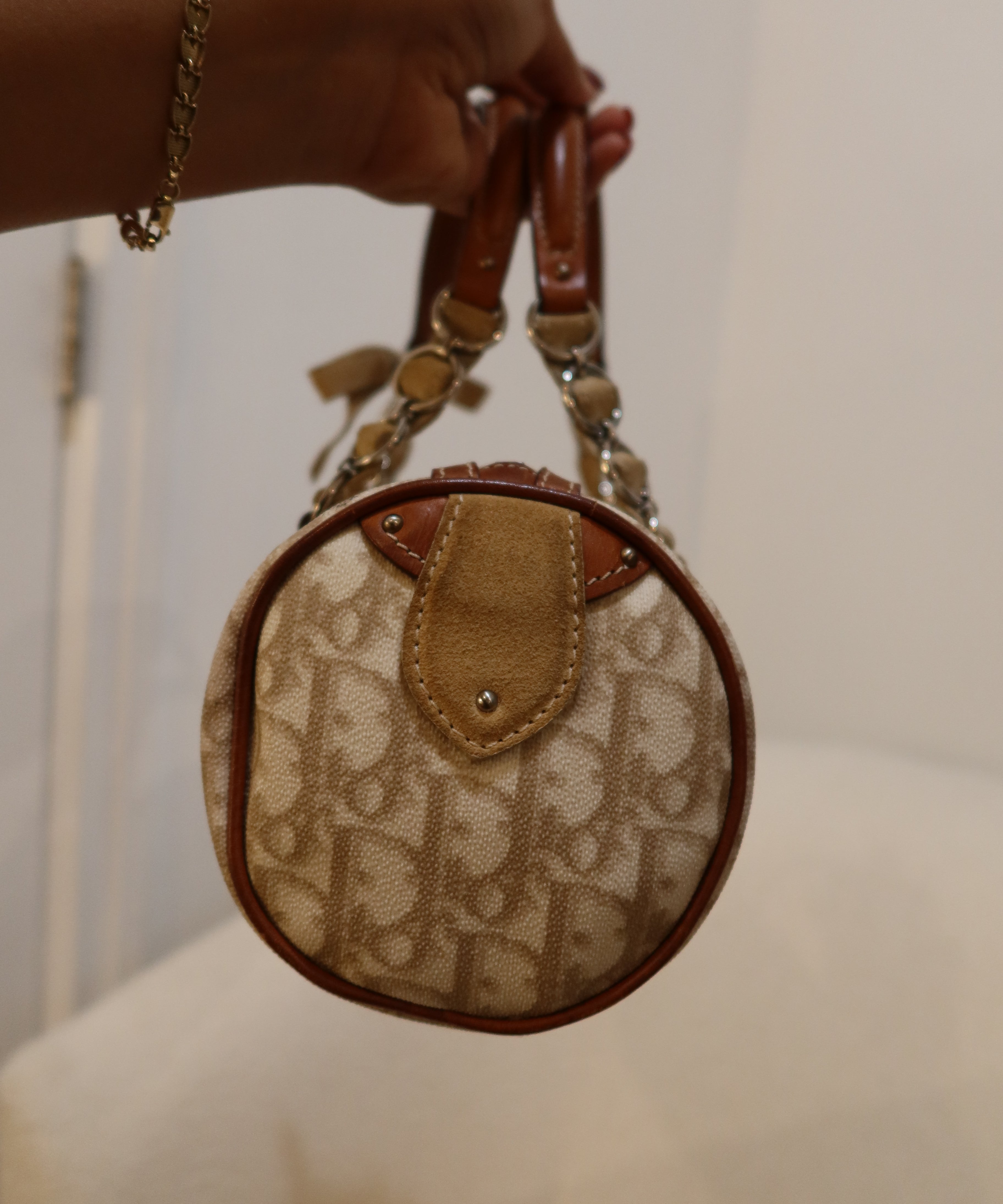 White Dior Romantique Mini Barrel Bag