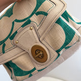 Coach Teal Canvas Ali Legacy Turnlock Bag