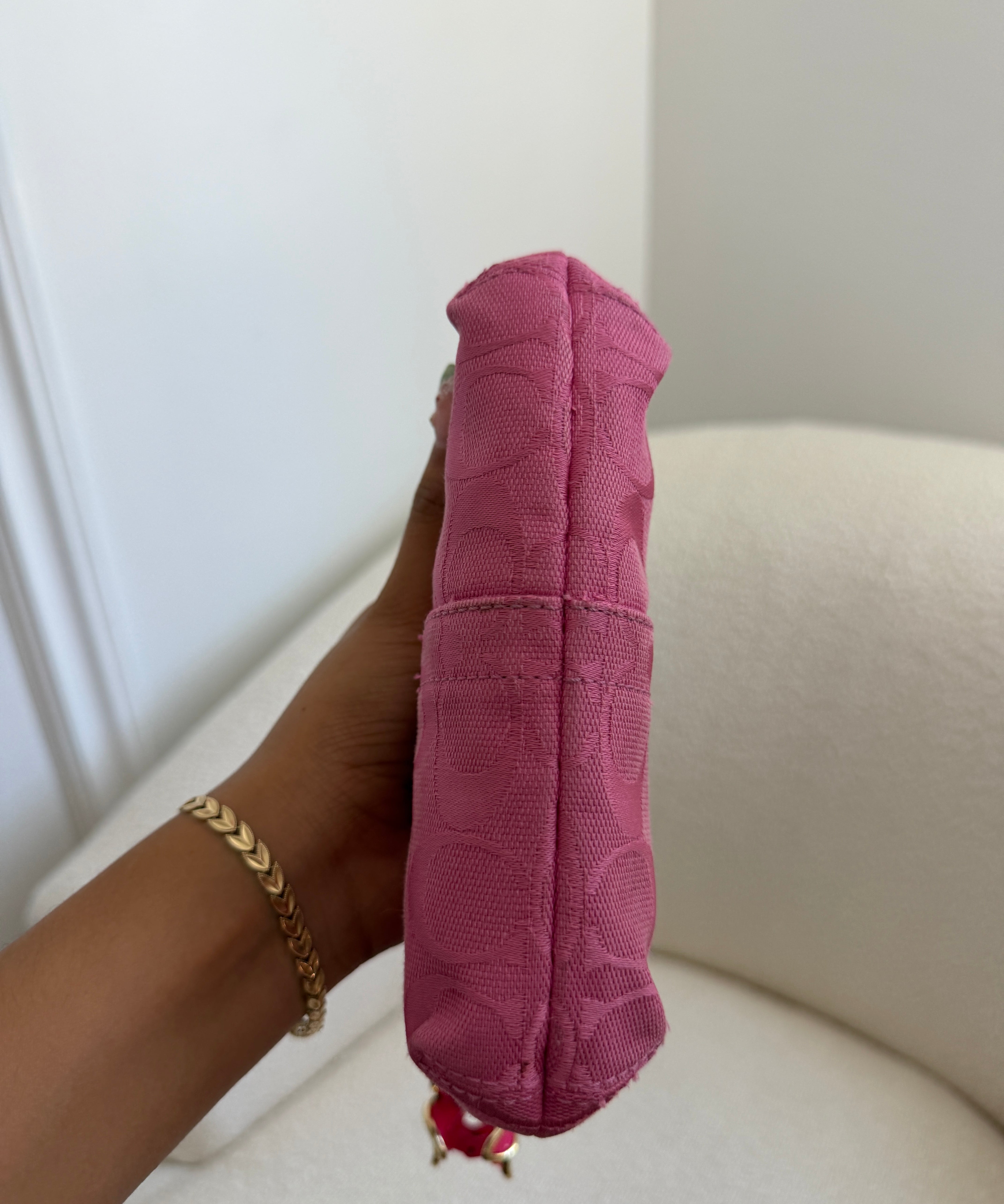 Coach Pink Signature Pochette Bag