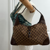 Brown Gucci Canvas Jackie Shoulder Bag