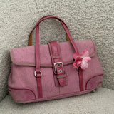 Coach Pink Tweed Hamptons Satchel Bag
