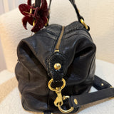 Black Coach Signature Ashley Bag with Snakeskin Trim