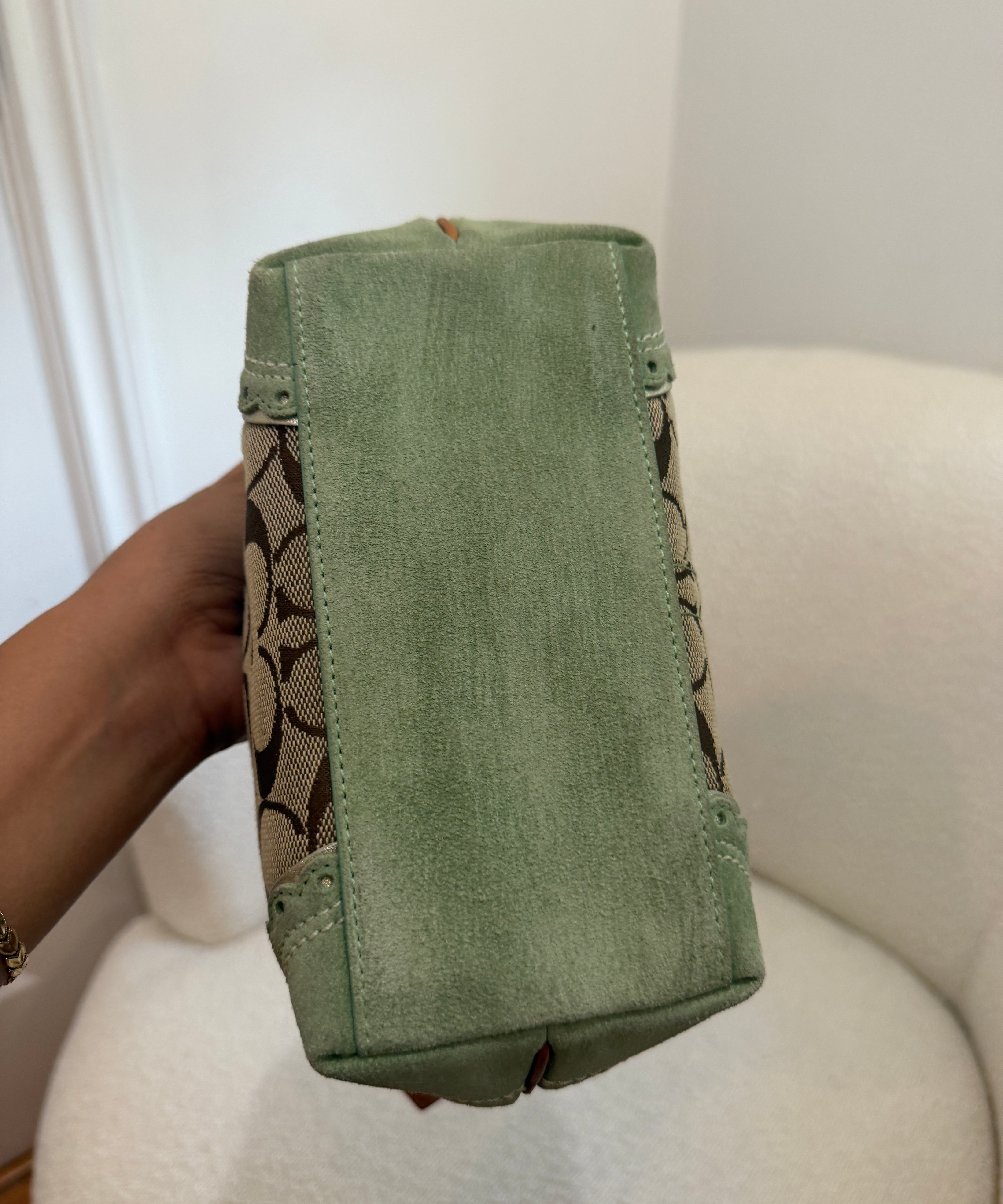 Coach Green Trim Signature Pochette