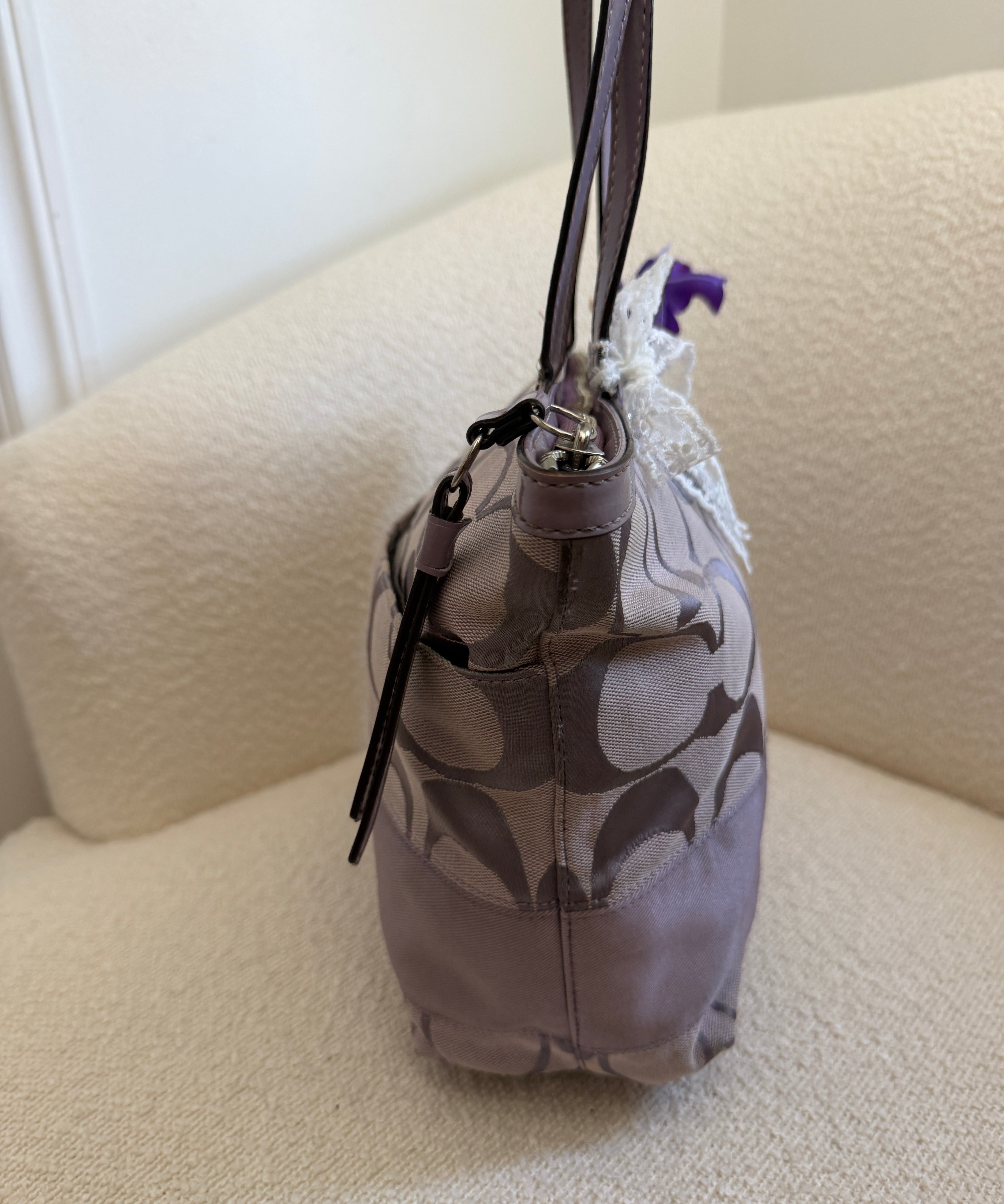 Coach Purple Stripe Tote Bag
