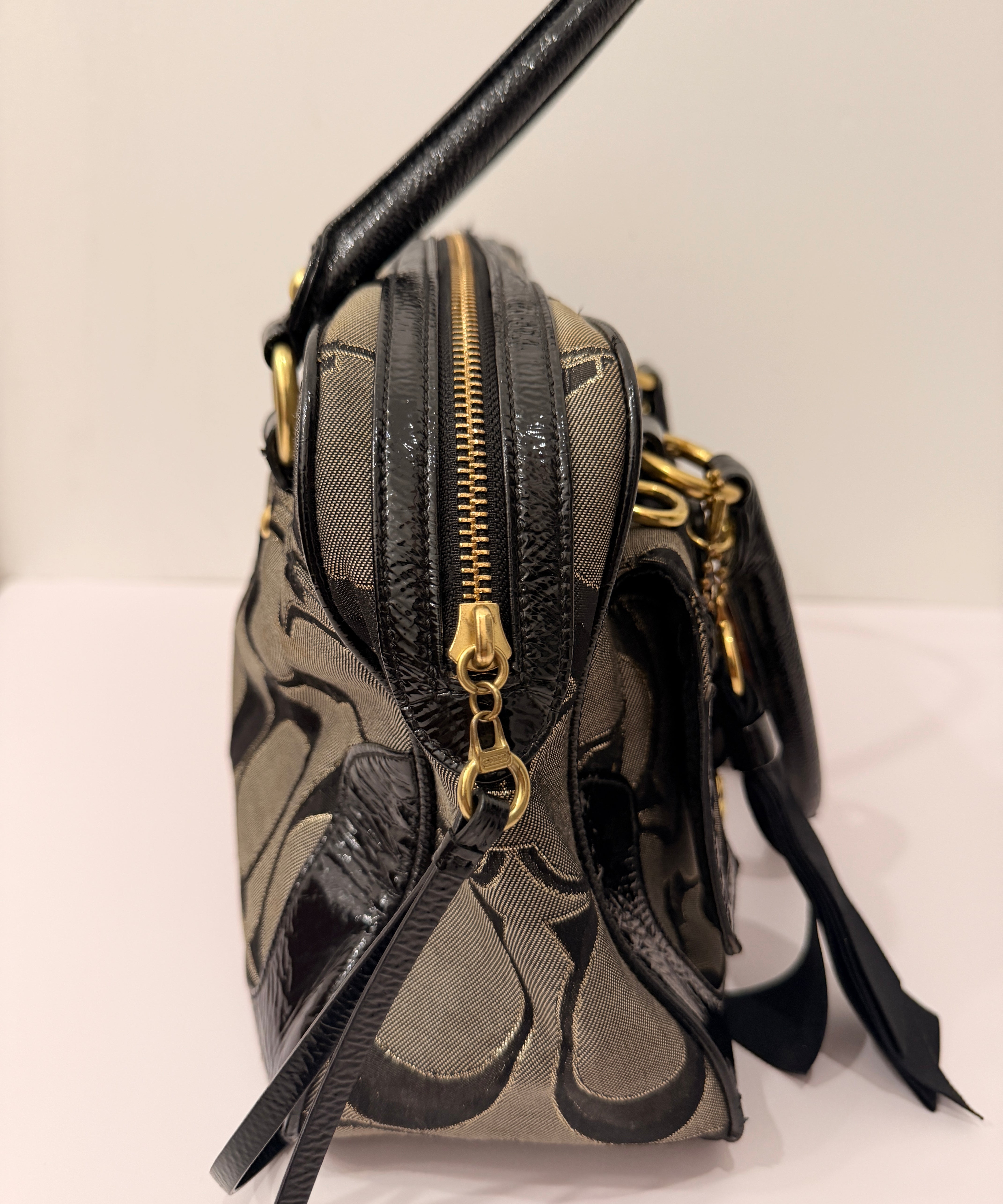 Coach Poppy Signature Pushlock Satchel Bag
