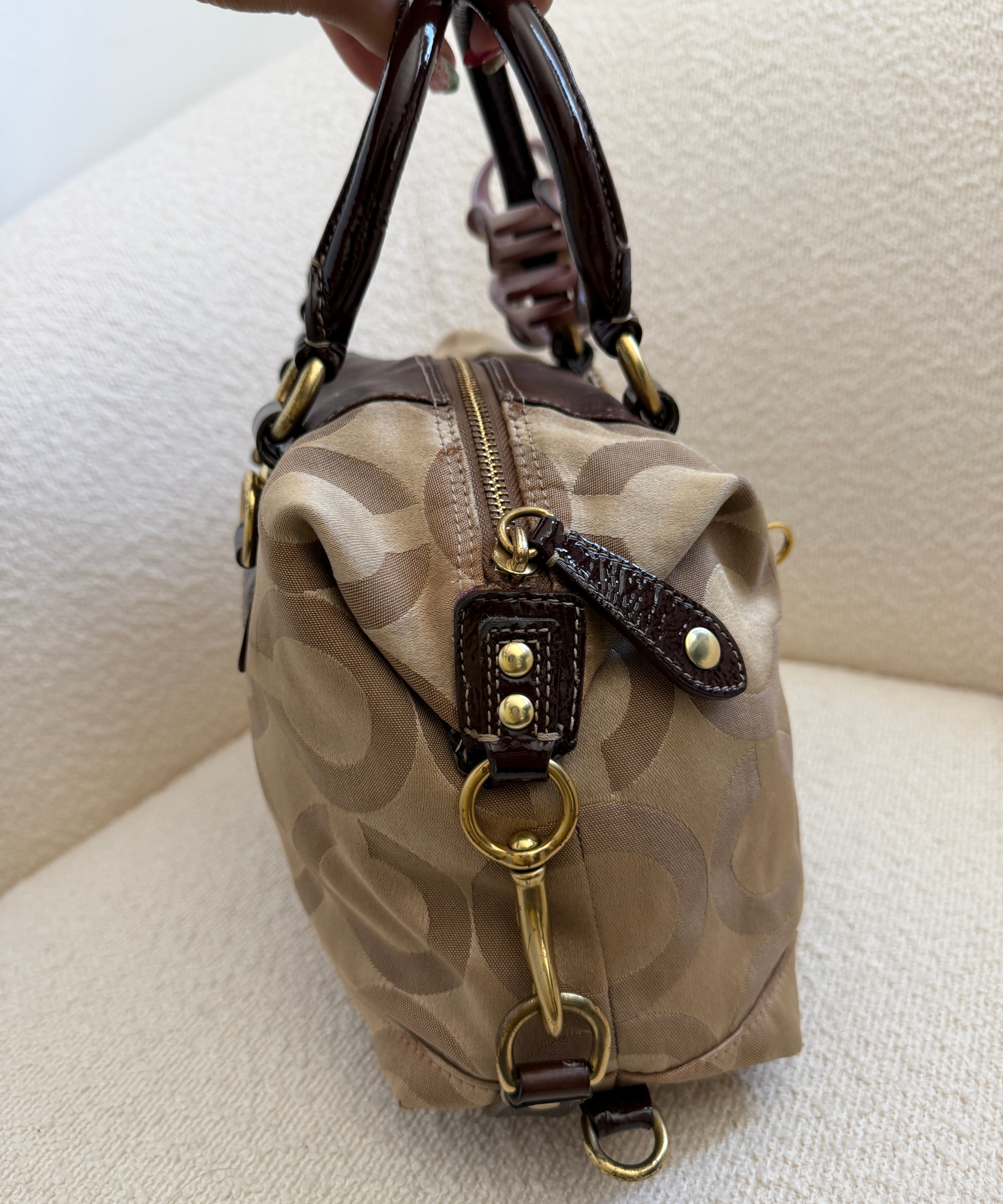Brown Coach Signature Op Art Sabrina Madison Bag