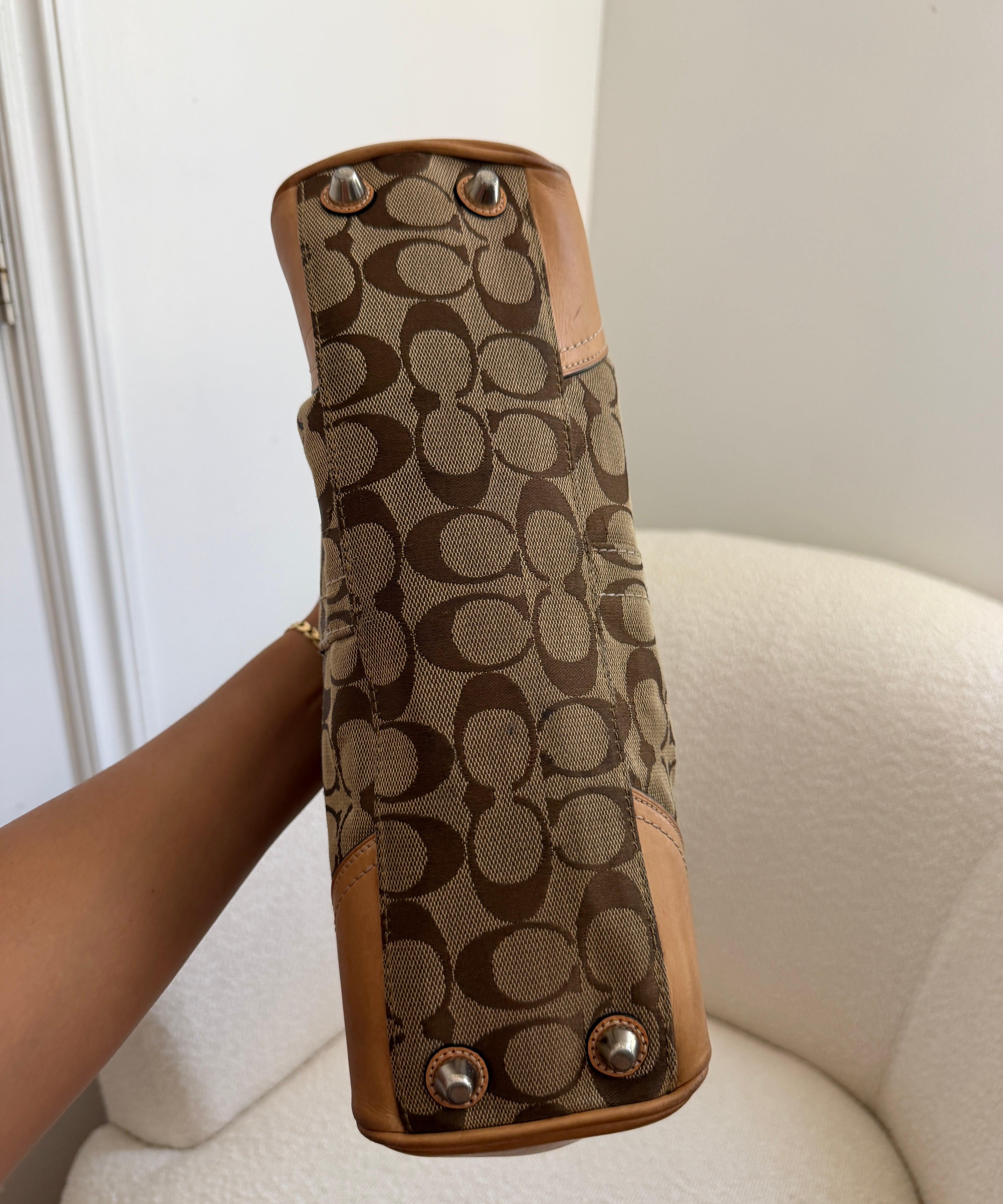 Coach Tan Signature Hamptons Carry-All Bag