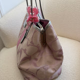 Coach Pink Stripe Kisslock Tote
