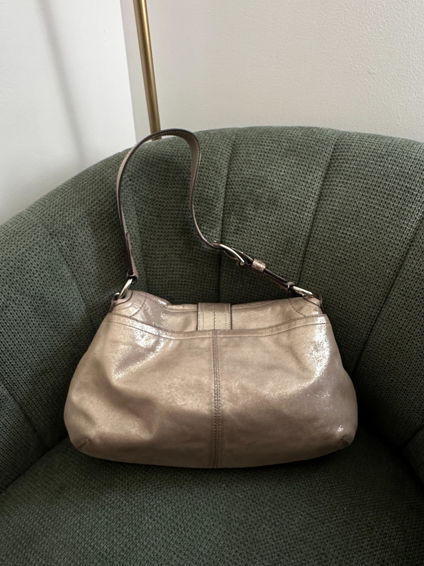 Rare Coach Silver Shimmer Signature Soho Sufflette Bag