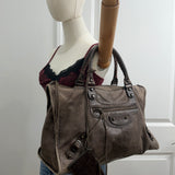 Mocha Balenciaga Lambskin Leather Work Bag