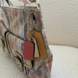 Rare Coach Madras Plaid Poppy Double Pocket Pushlock Bag